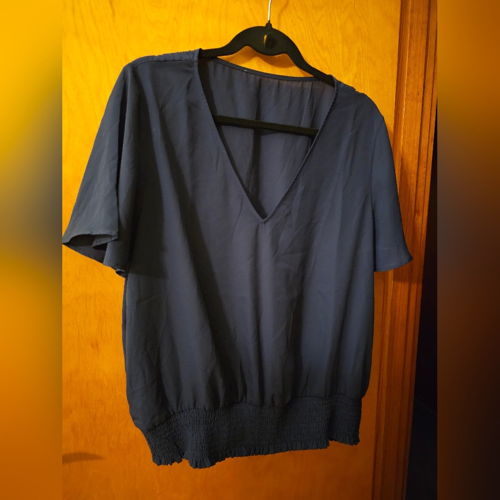 MICHAEL Michael Kors Deep Blue V-Neck Blouse